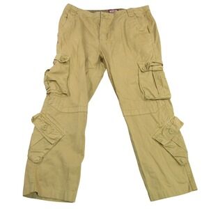 Matchstick Mens Khaki Tan Multi Pocket Cargo Pants Size 38 Straight Leg Cotton